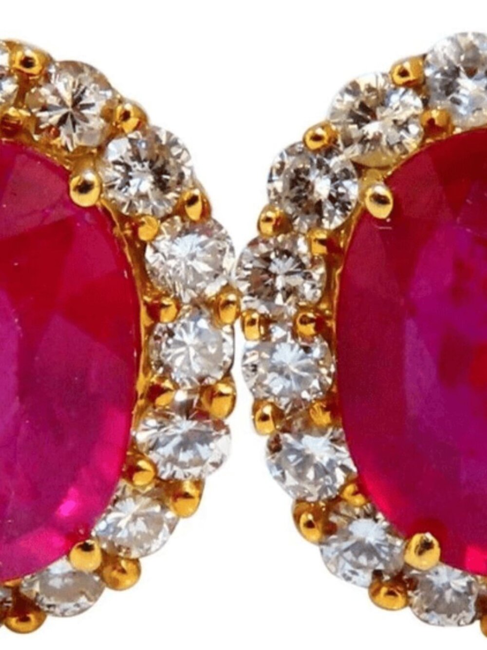 9ct Lab Ruby Diamond Clip Earrings Halo 14kt Gold 14112*